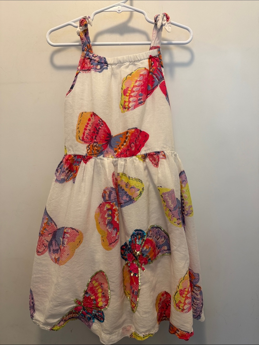 Girls' White Colorful Butterfly 🦋 Print Sundress